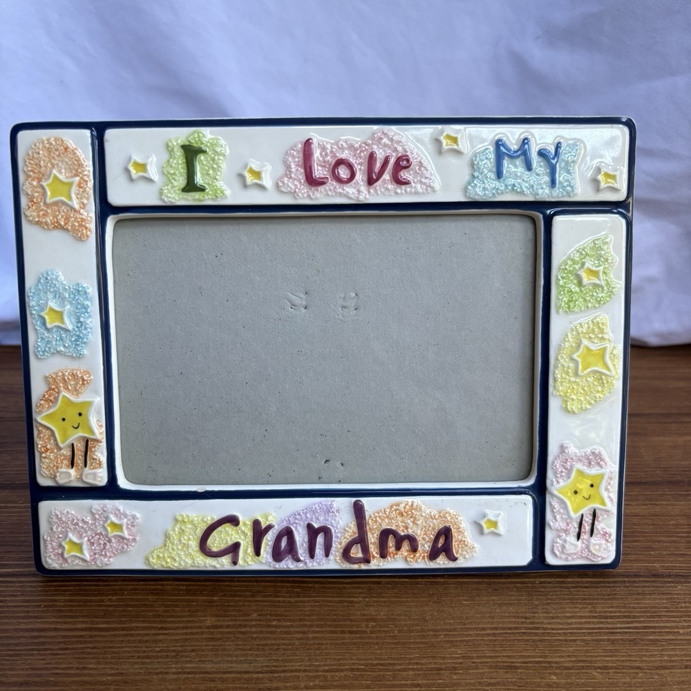 Russ I Love My Grandma Ceramic Picture Frame Colorful Stars Photo Frame